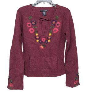 Y2K Abercrombie & Fitch Floral Boho Peasant Sweater Women/Teen Medium Pullover